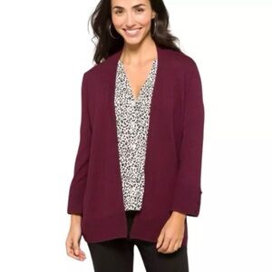 Evolution by Cyrus Burgundy Open Cardigan Button Sleeve NWT Size Medium